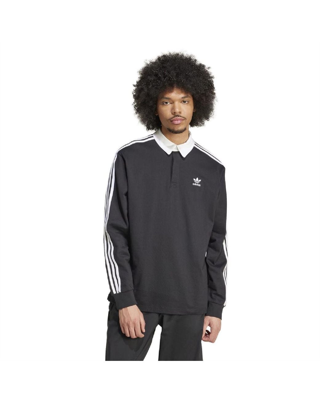 Adidas Originals Black Adicolor Collared Neck Long Sleeve Athletic Shirt for men