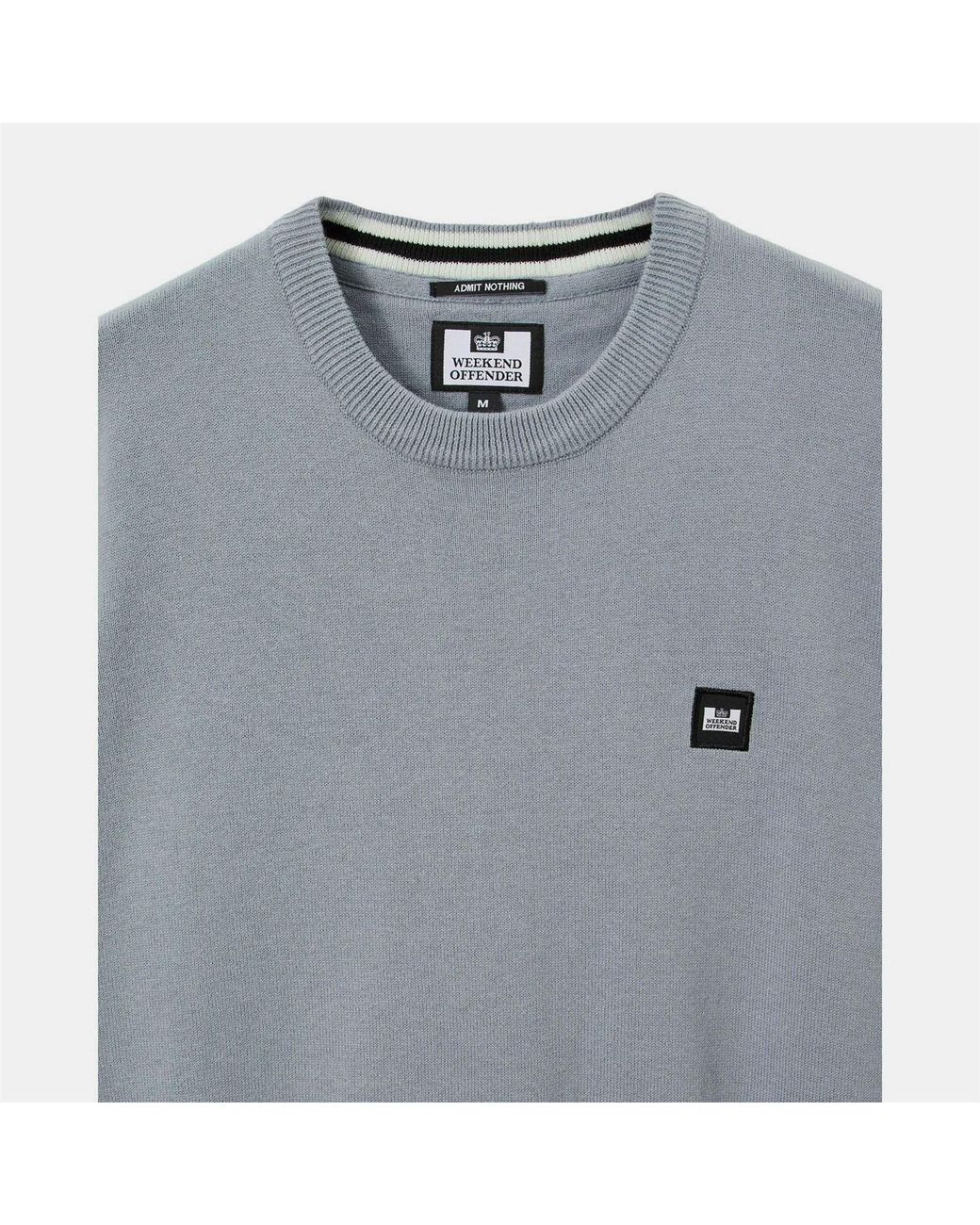 Weekend Offender Gray Solace Fine Gauge Crew Knit Sweater for men