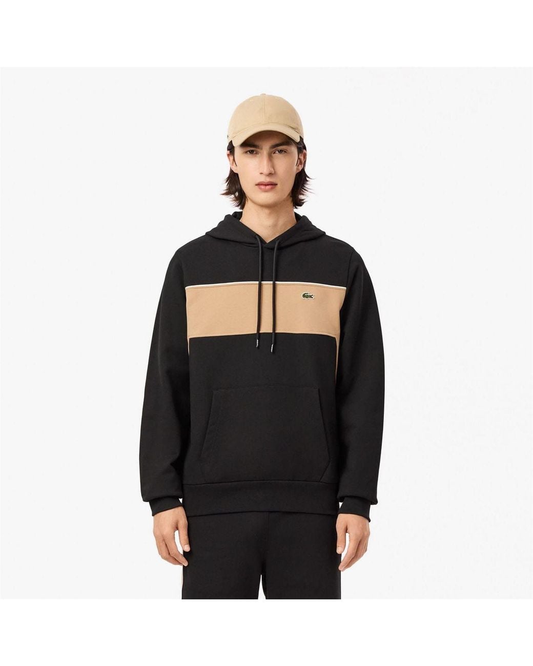 Lacoste Black Block Fleece Hoodie for men