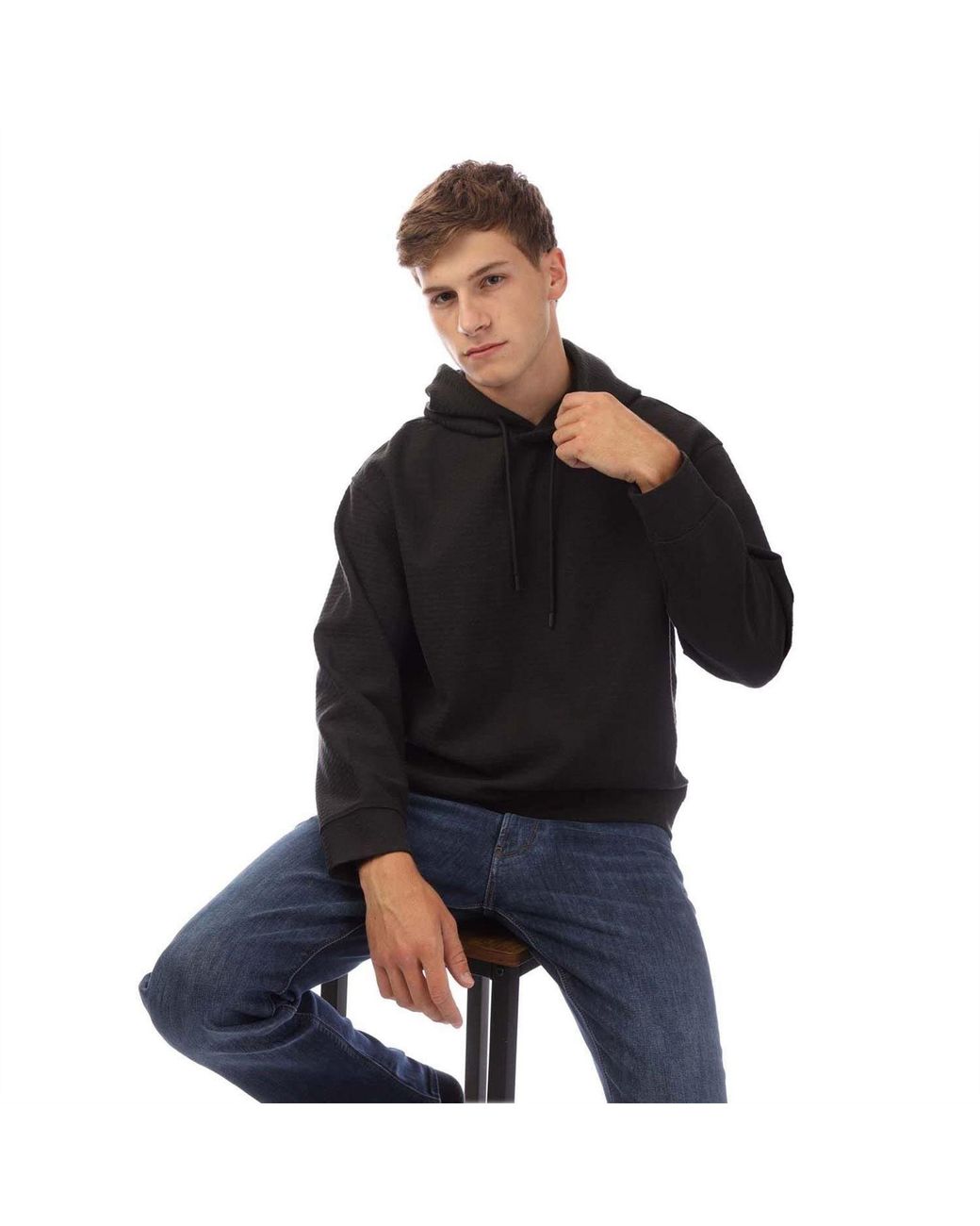 Emporio Armani Black Lettering Hoodie for men