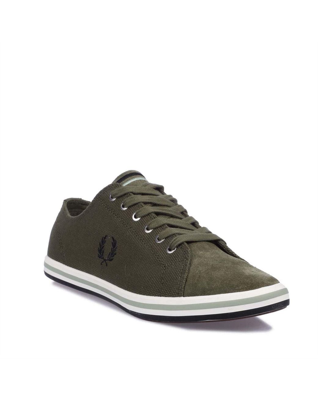 Fred Perry Brown Canvas Suede Trainers for men