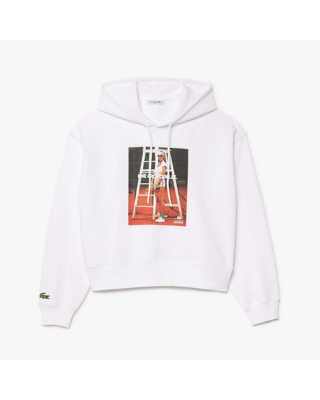 Lacoste White Print Hoodie
