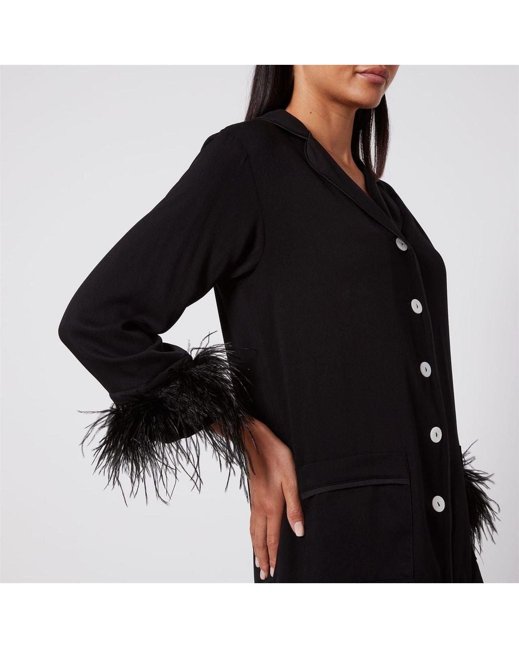 Sleeper Black Pajama Set With Double Feathers