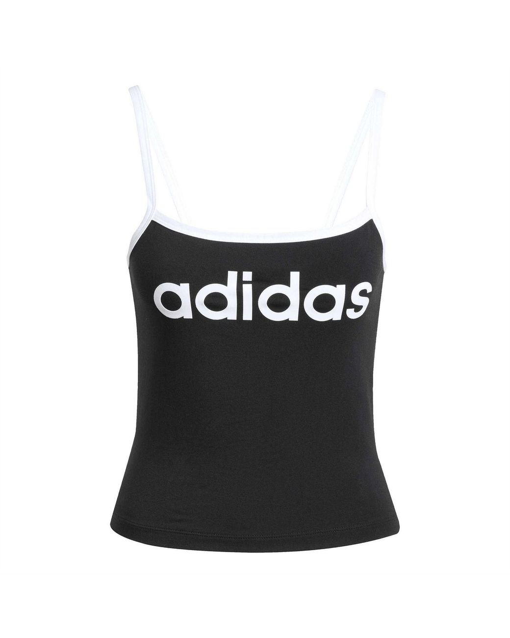 Adidas Originals Black Wordmark Back Neck Logo Spaghetti Strap Slim Fit Tank 6 (Xxs)
