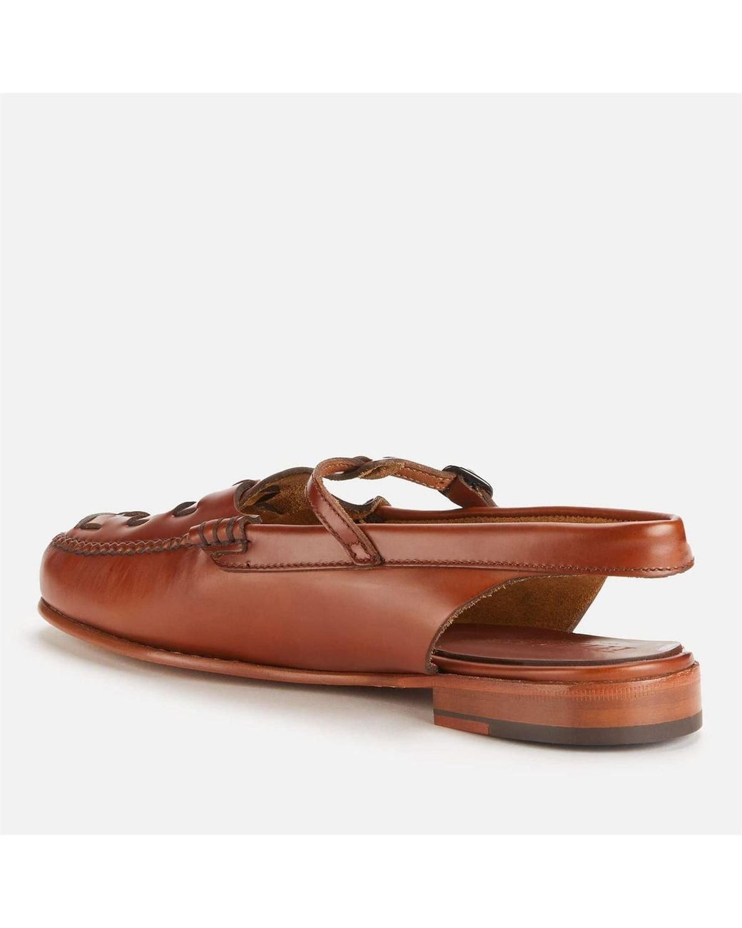 Hereu Brown Leather T Bar Sling Back Flats
