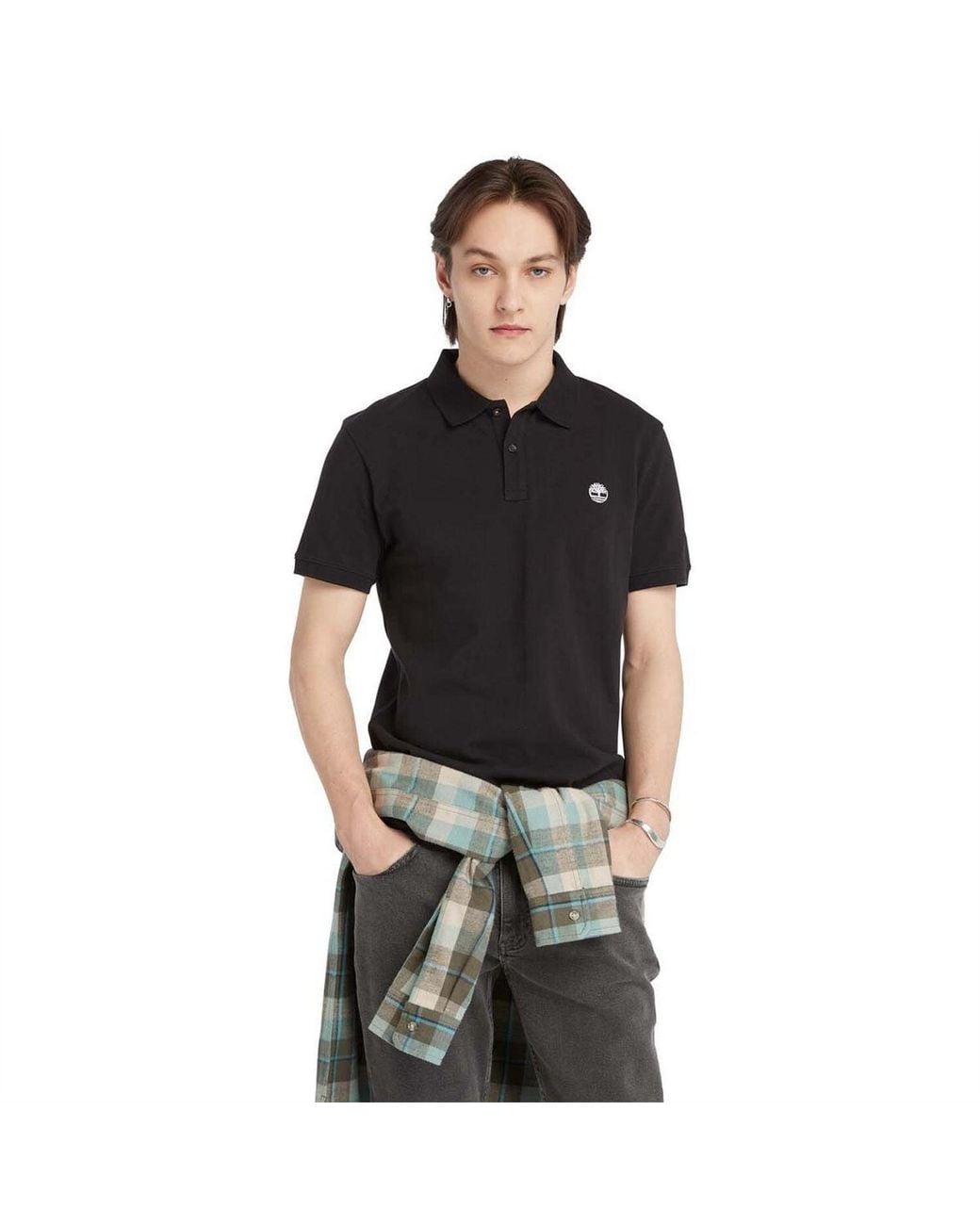 Timberland Black Oyster River Logo Short Sleeve Polo Shirt for men