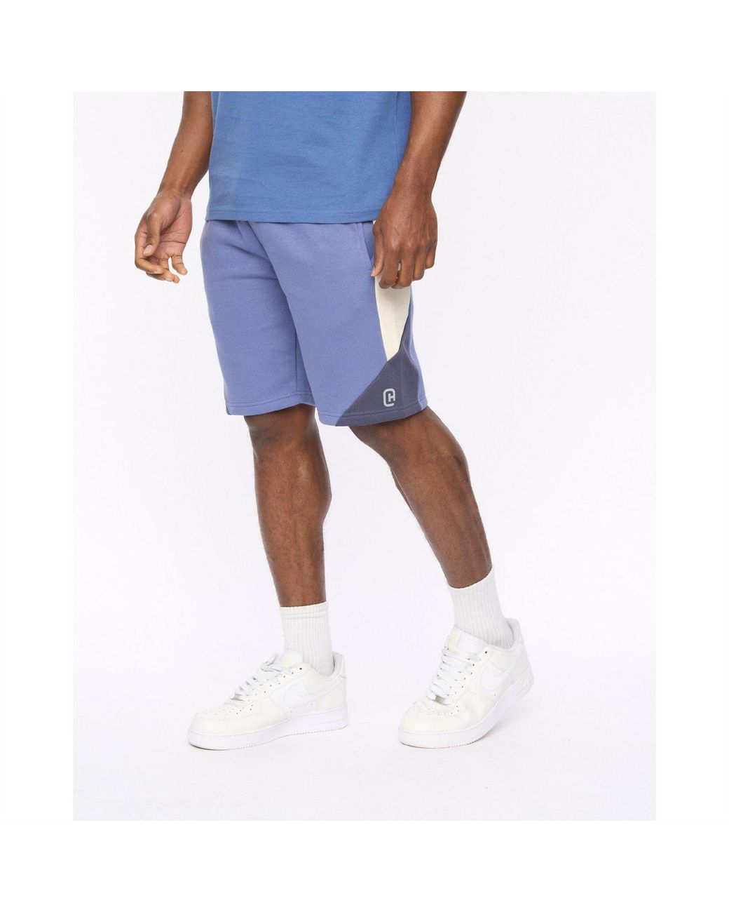 Crosshatch Blue Castlebay Solid Jogger Shorts for men