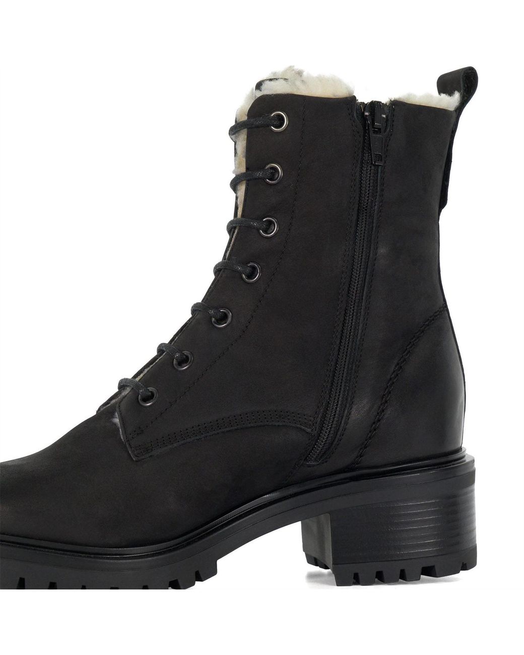 Dune Black Chunky Faux Fur Lined Boots