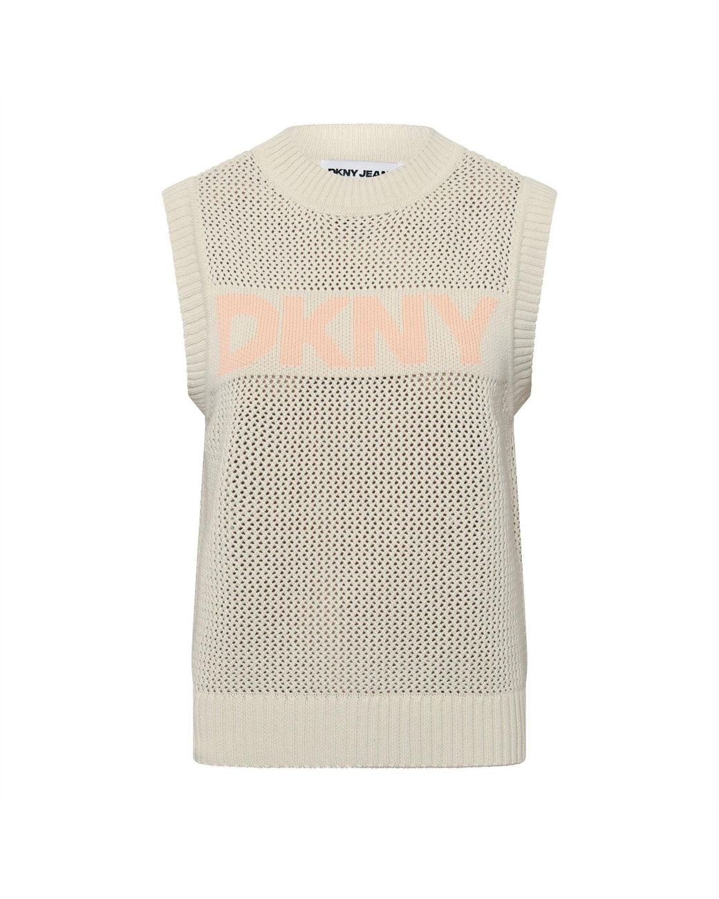DKNY White Sleeveless Crew 8 (Xs)