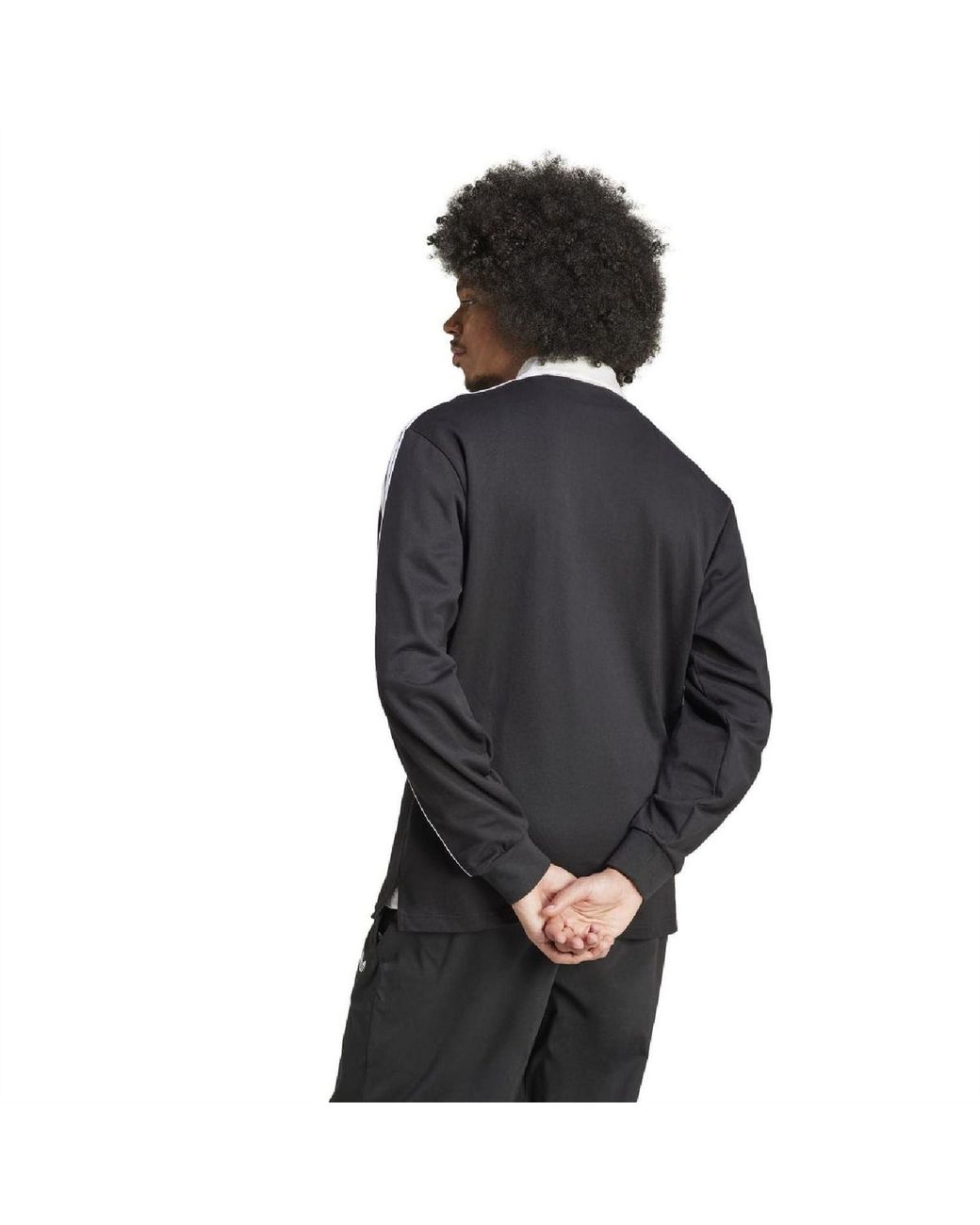 Adidas Originals Black Adicolor Collared Neck Long Sleeve Athletic Shirt for men