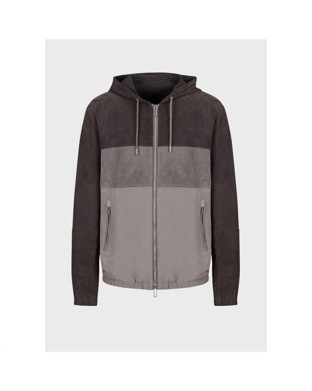 EA7 Gray Colourblock Hooded Jacket for men