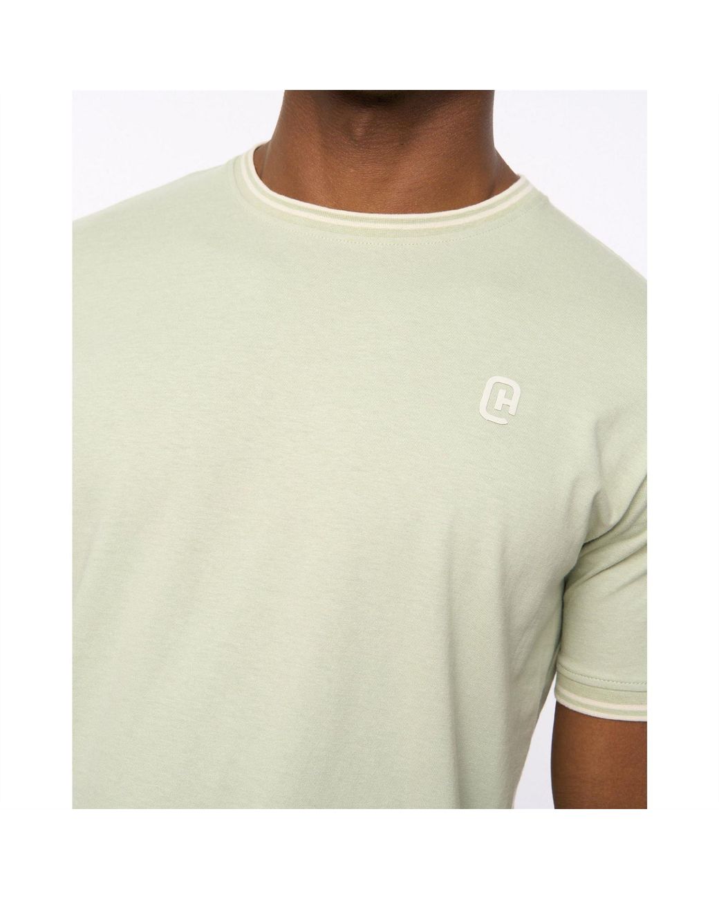 Crosshatch Green Preece Hem Label Patch Crew Neck Short Sleeve T-Shirt for men
