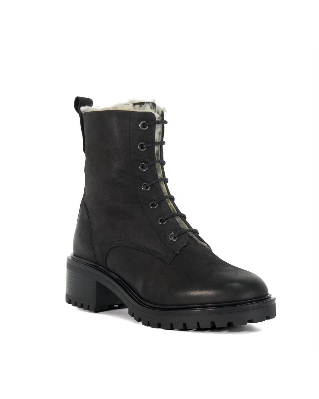 Dune Black Chunky Faux Fur Lined Boots