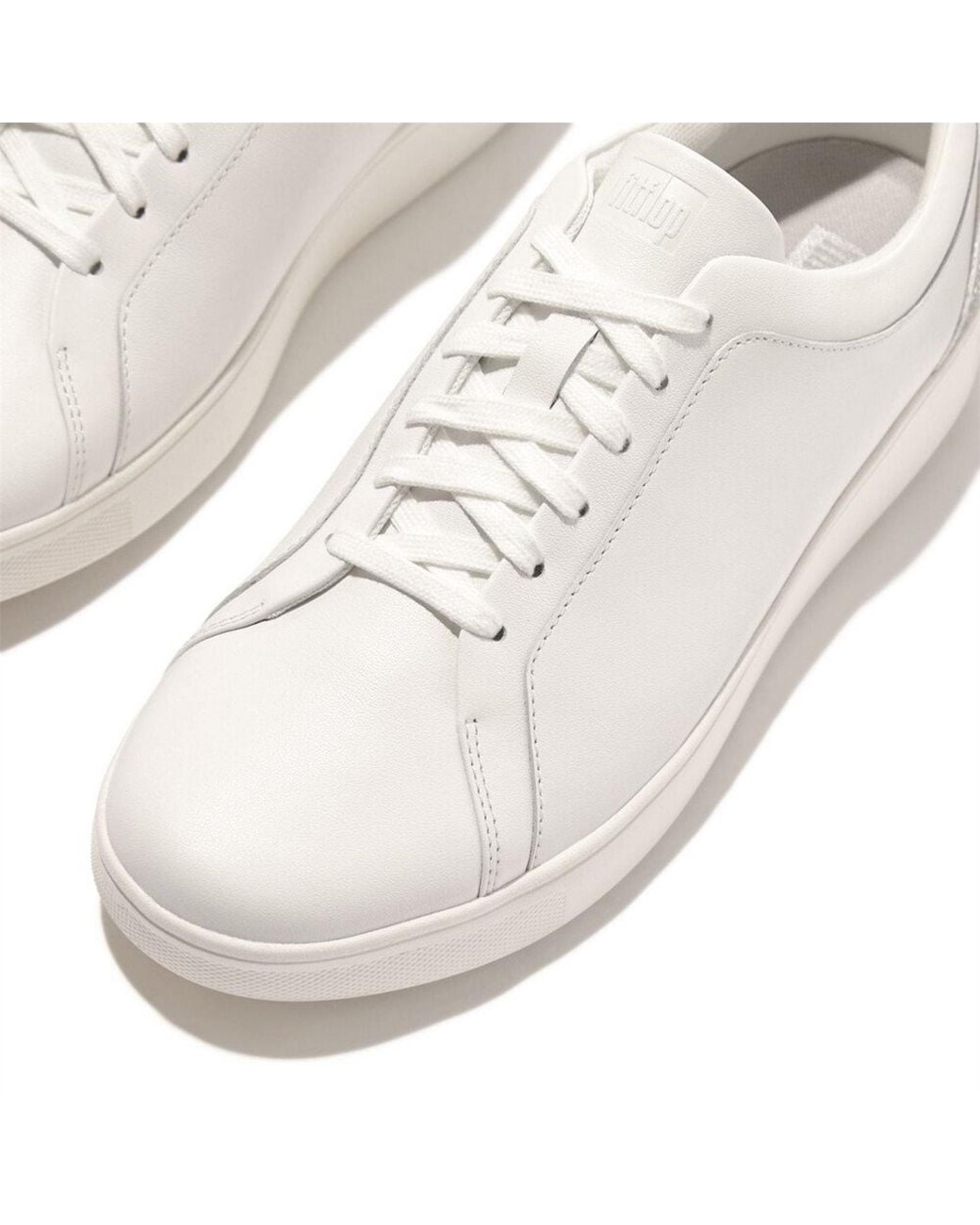 Fitflop White Rally Crystal-Backtab Leather Trainers Leather Crystal Covered Microfibre