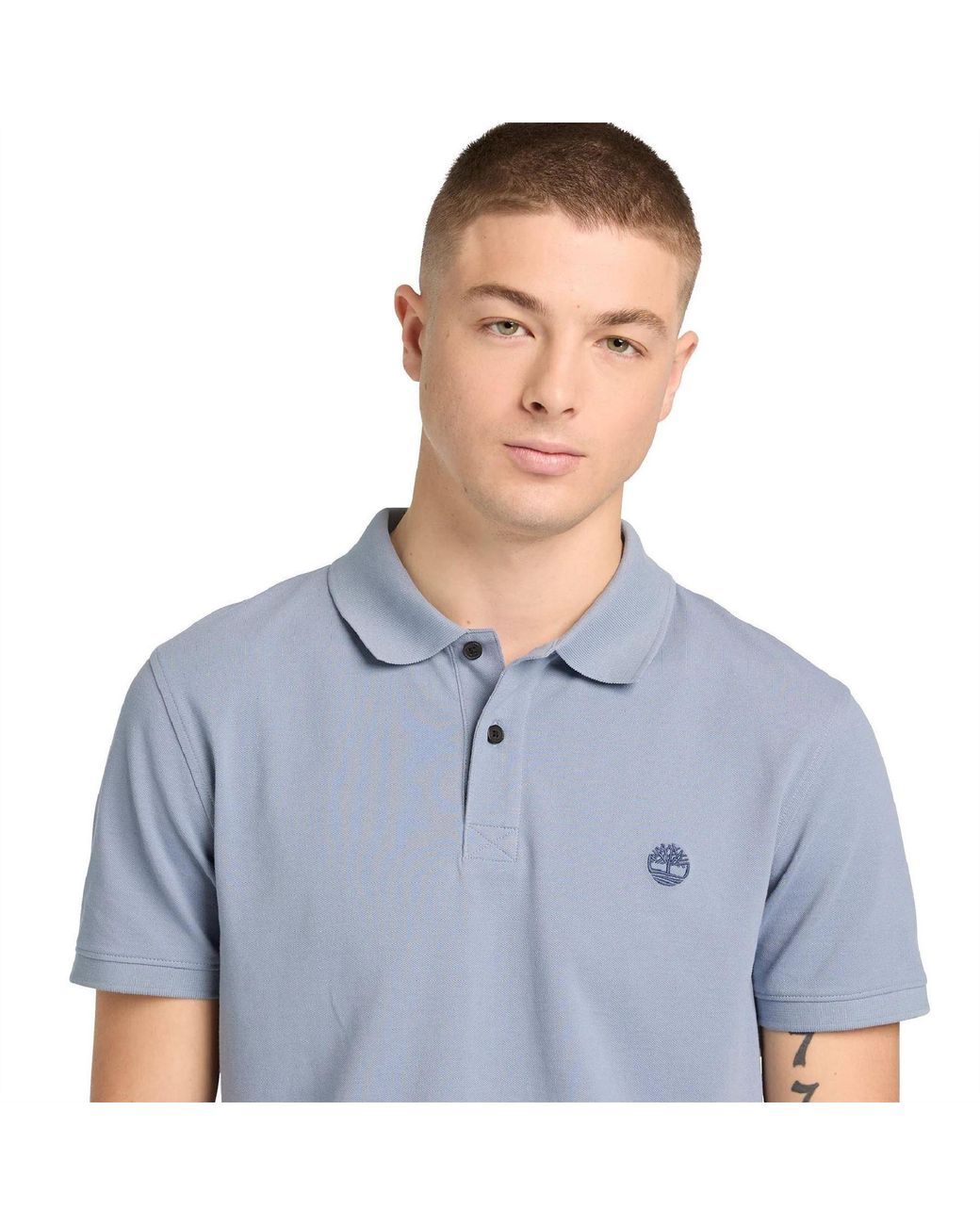 Timberland Blue Millers River Cotton Short-Sleeve Slim-Fit Polo Shirt for men