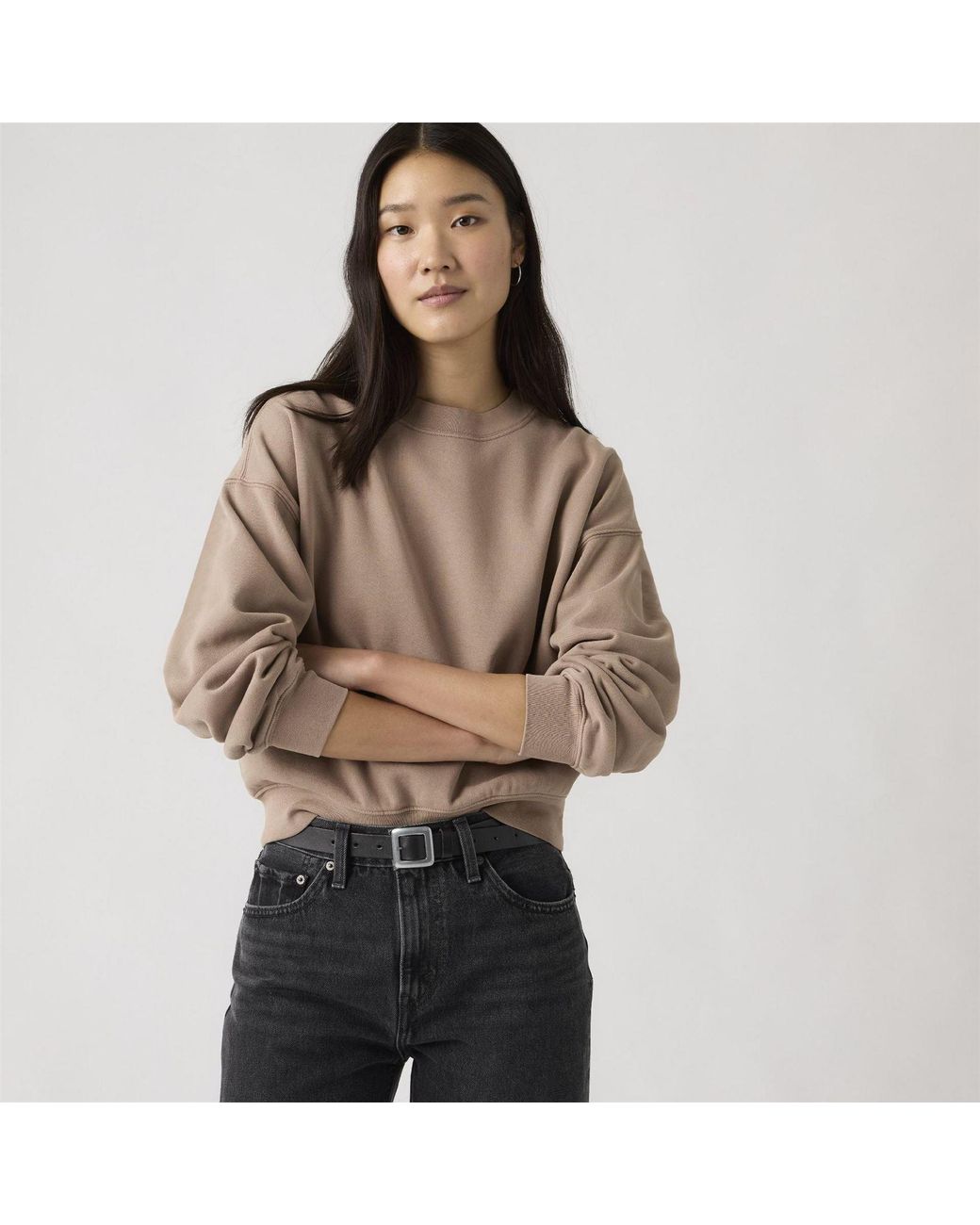 Levi's Brown Boxy Crew Neck Drop Shoulder Long Sleeve Sweatshirt 8 (Xs)