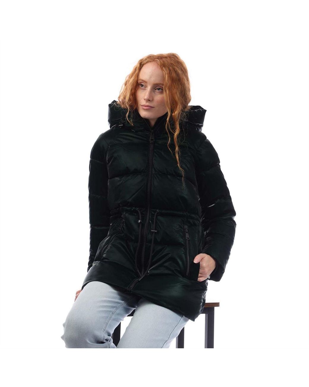 DKNY Black Front Drawcord Puffer Jacket