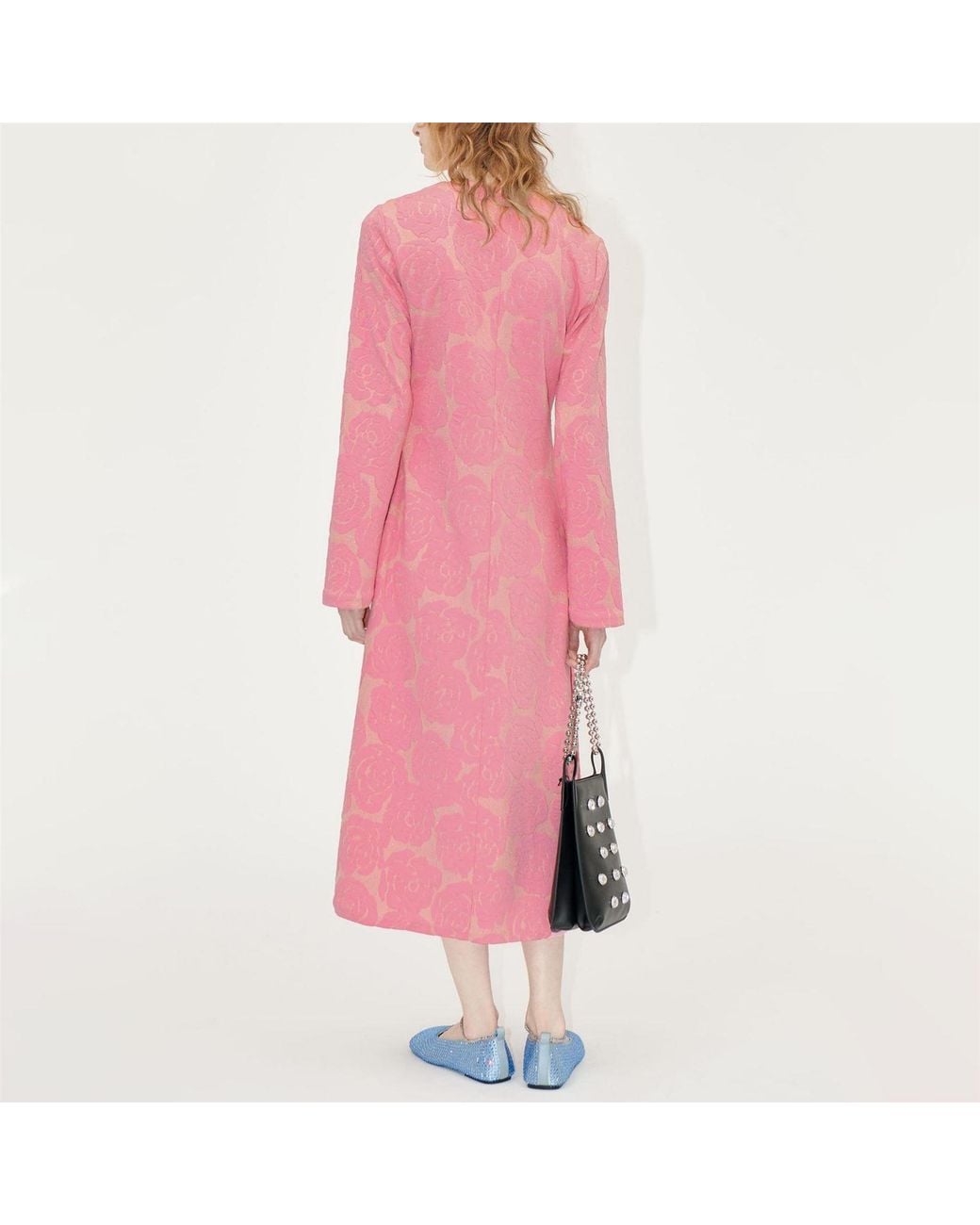 Stine Goya Pink Long Sleeve V Neck Dress