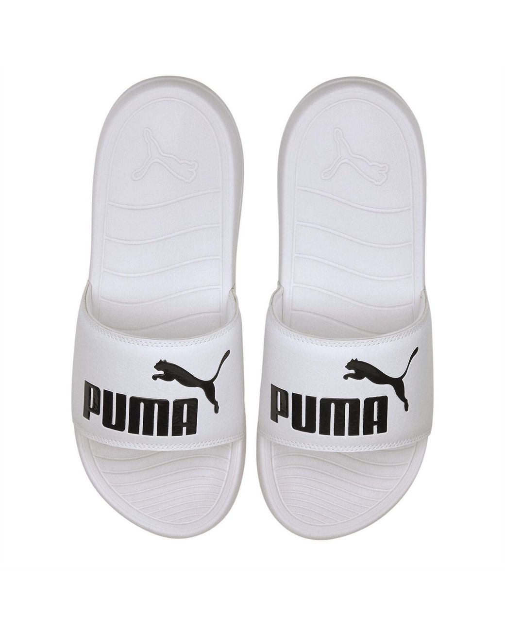 PUMA White Popcat Logo Sliders for men