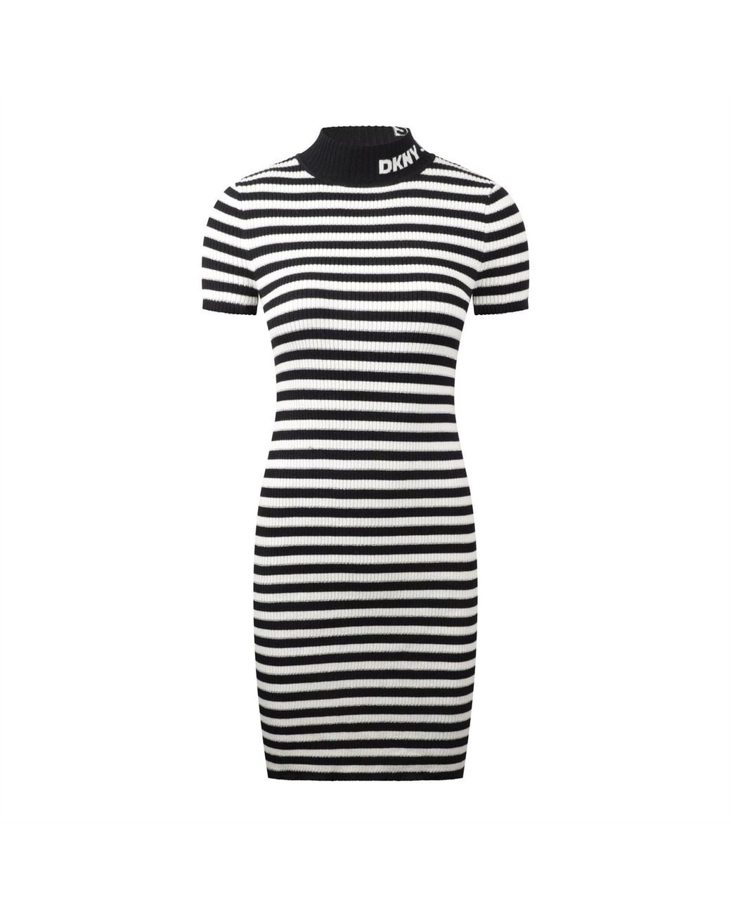 DKNY Black Short Sleeve Lure Dress 8 (Xs)