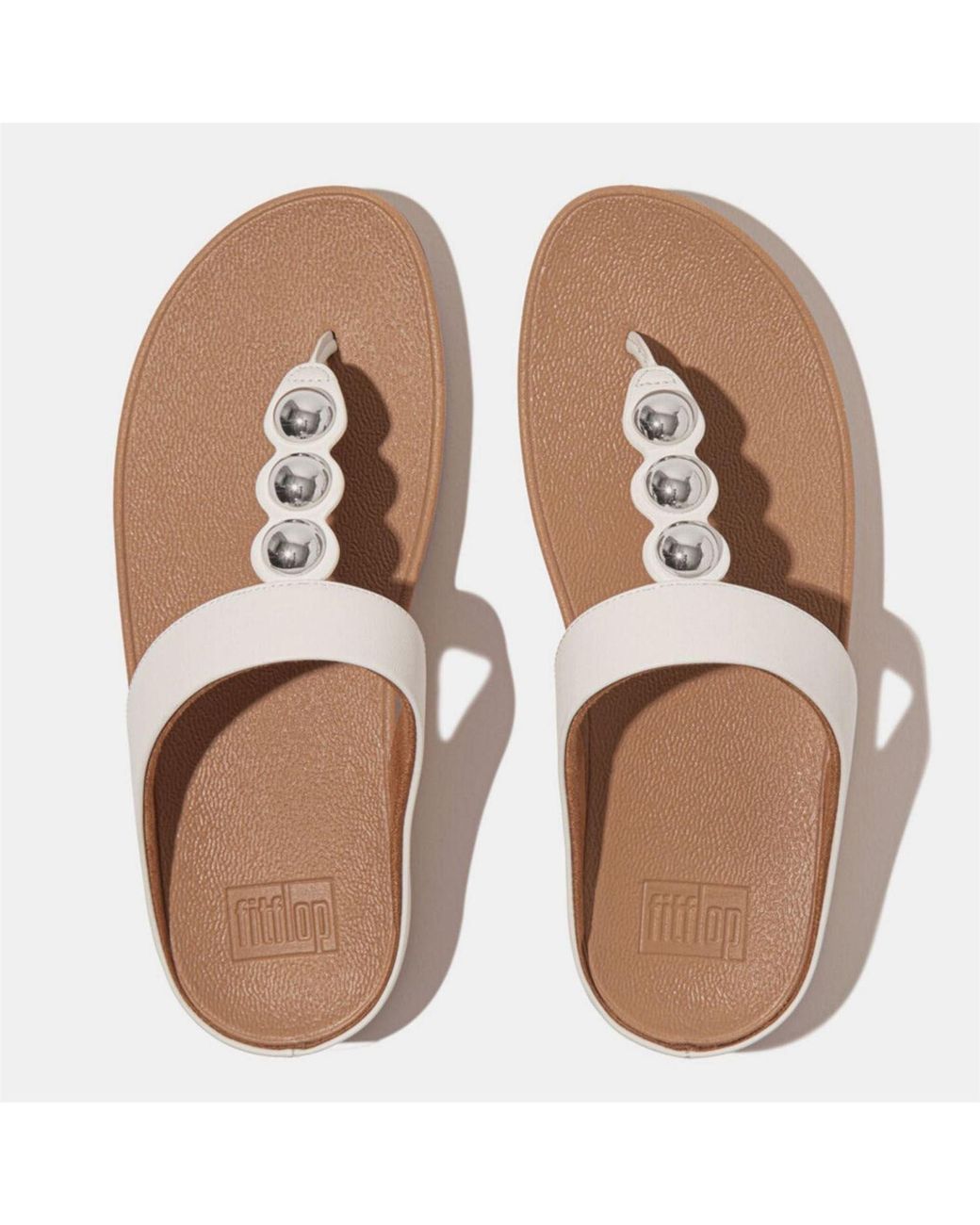 Fitflop Brown Fit Flop Mirror Dome Leather Toe Post Sandals