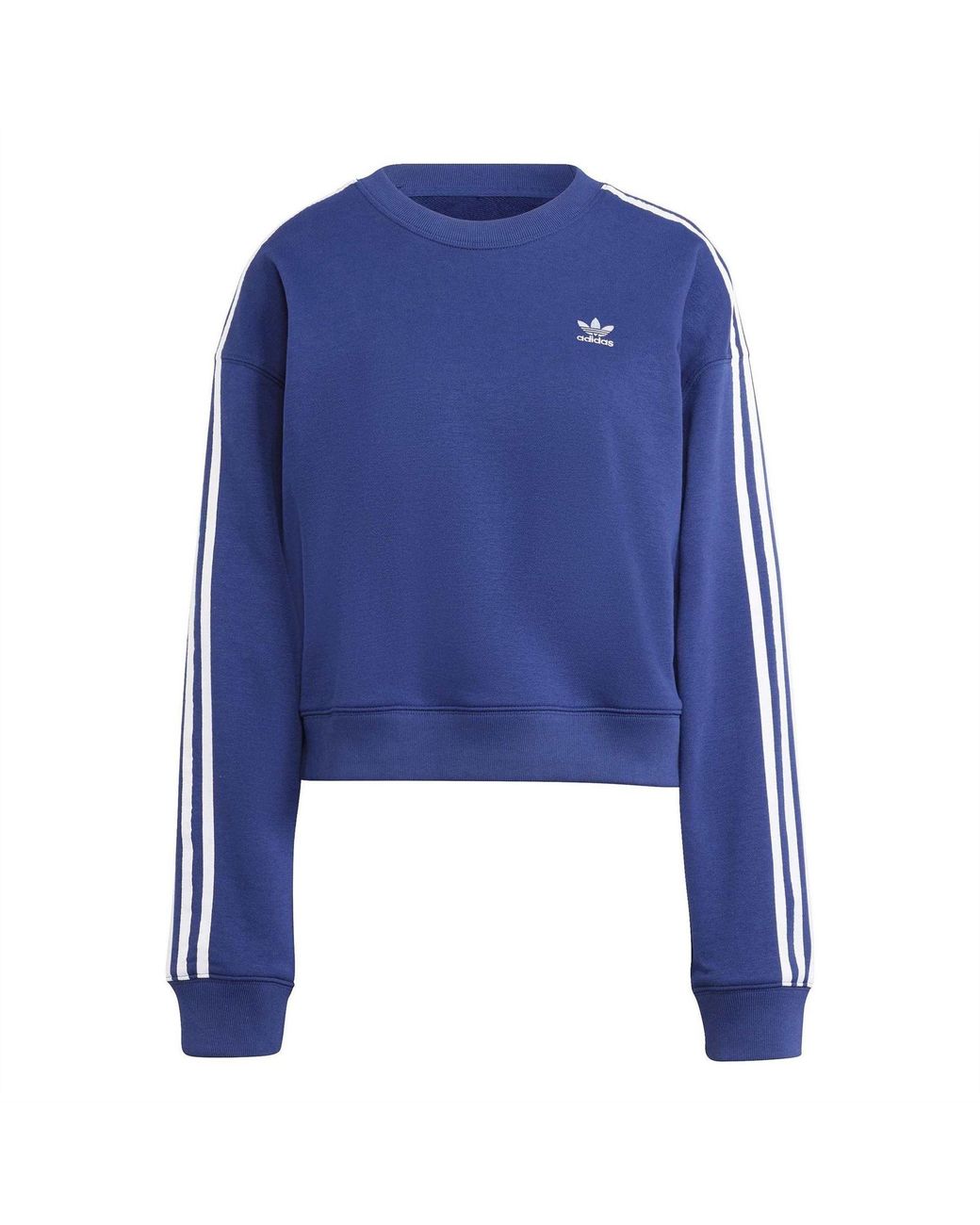 Adidas Originals Blue 3 Stripes Crew Neck Long Sleeve Jersey Sweatshirt 8 (Xs)