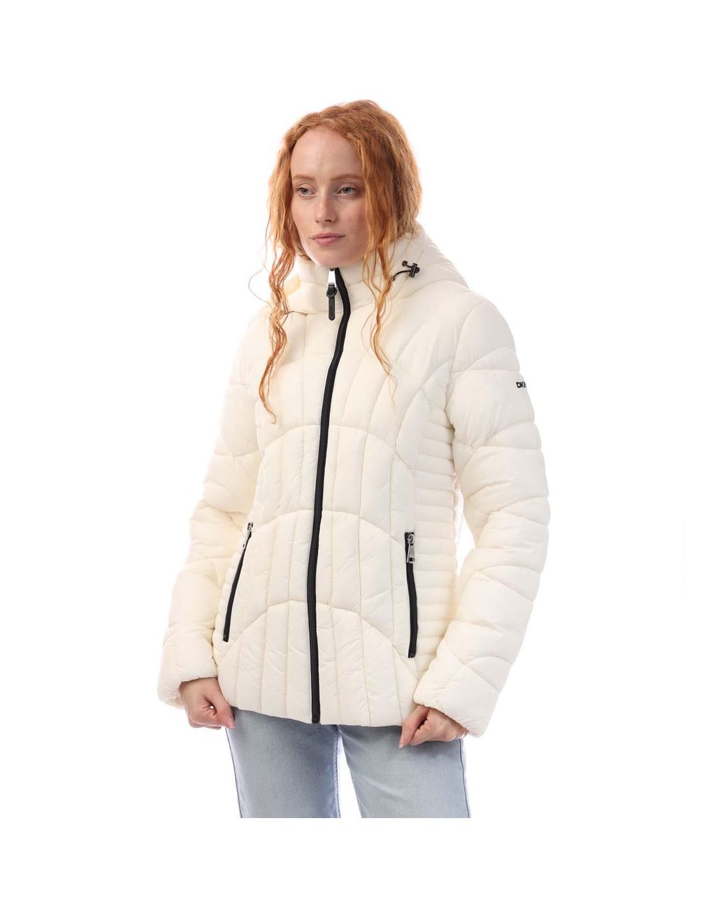 DKNY Natural Zip Front Packable Jacket