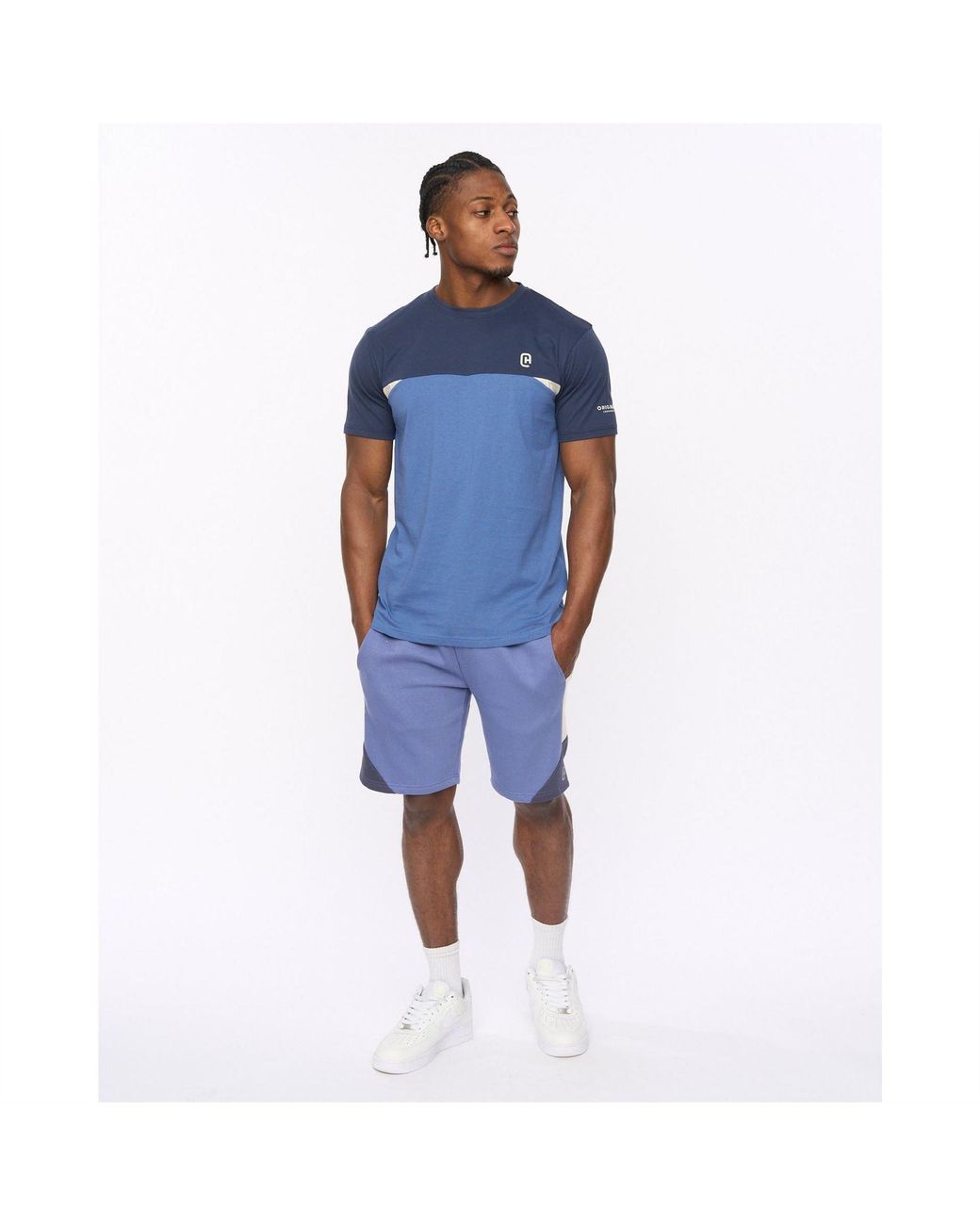 Crosshatch Blue Castlebay Solid Jogger Shorts for men