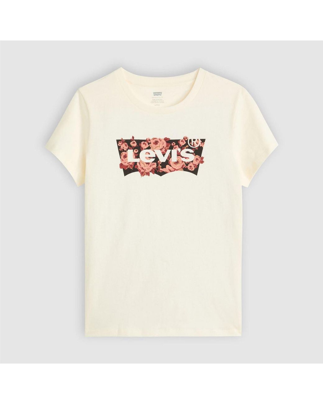 Levi's White The Perfect Wordmark Graphic Crew Neck Short Sleeve T-Shirt 8 (Xs)