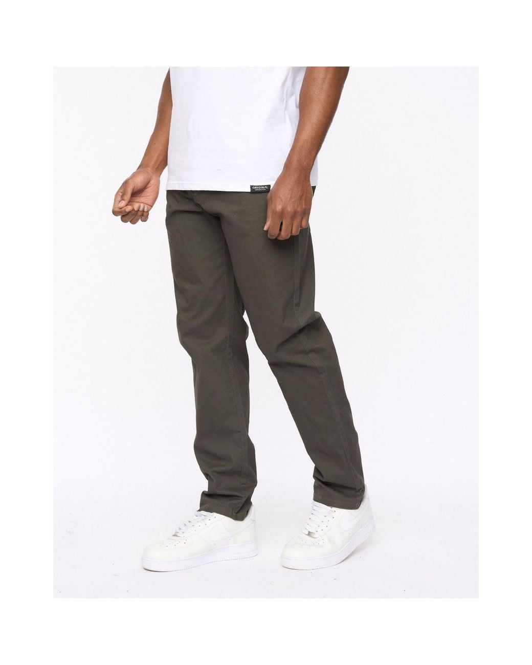 Crosshatch White Roysden Solid Patterned Straight Chinos for men