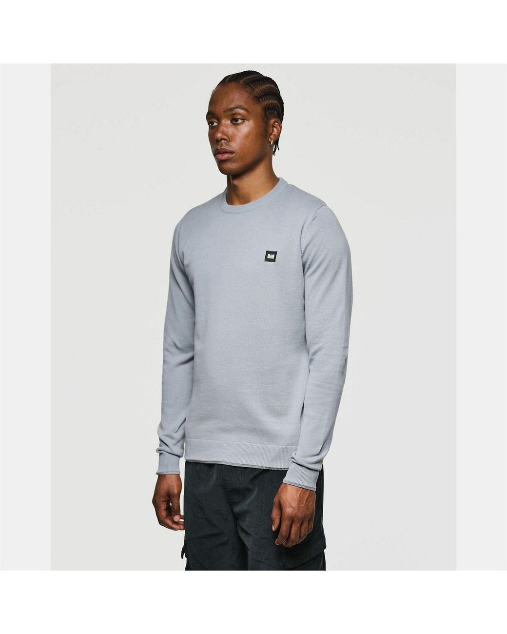 Weekend Offender Gray Solace Fine Gauge Crew Knit Sweater for men