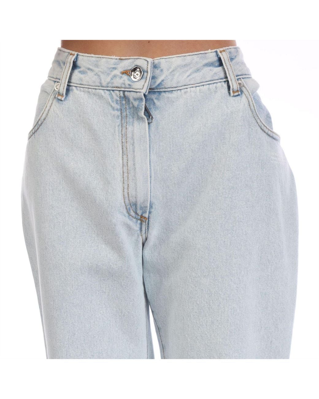 Off-White c/o Virgil Abloh Blue Cropped Flare Jeans