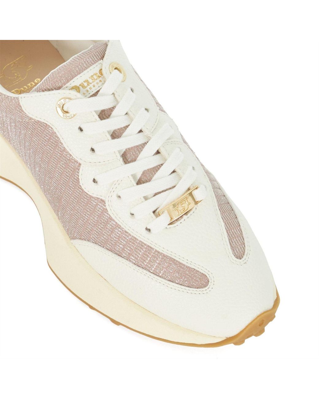 Dune White Embossed Textured Lace-Up Walking Shoes 5 (38)