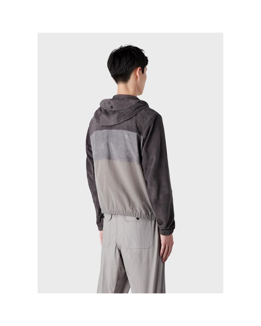 EA7 Gray Colourblock Hooded Jacket for men