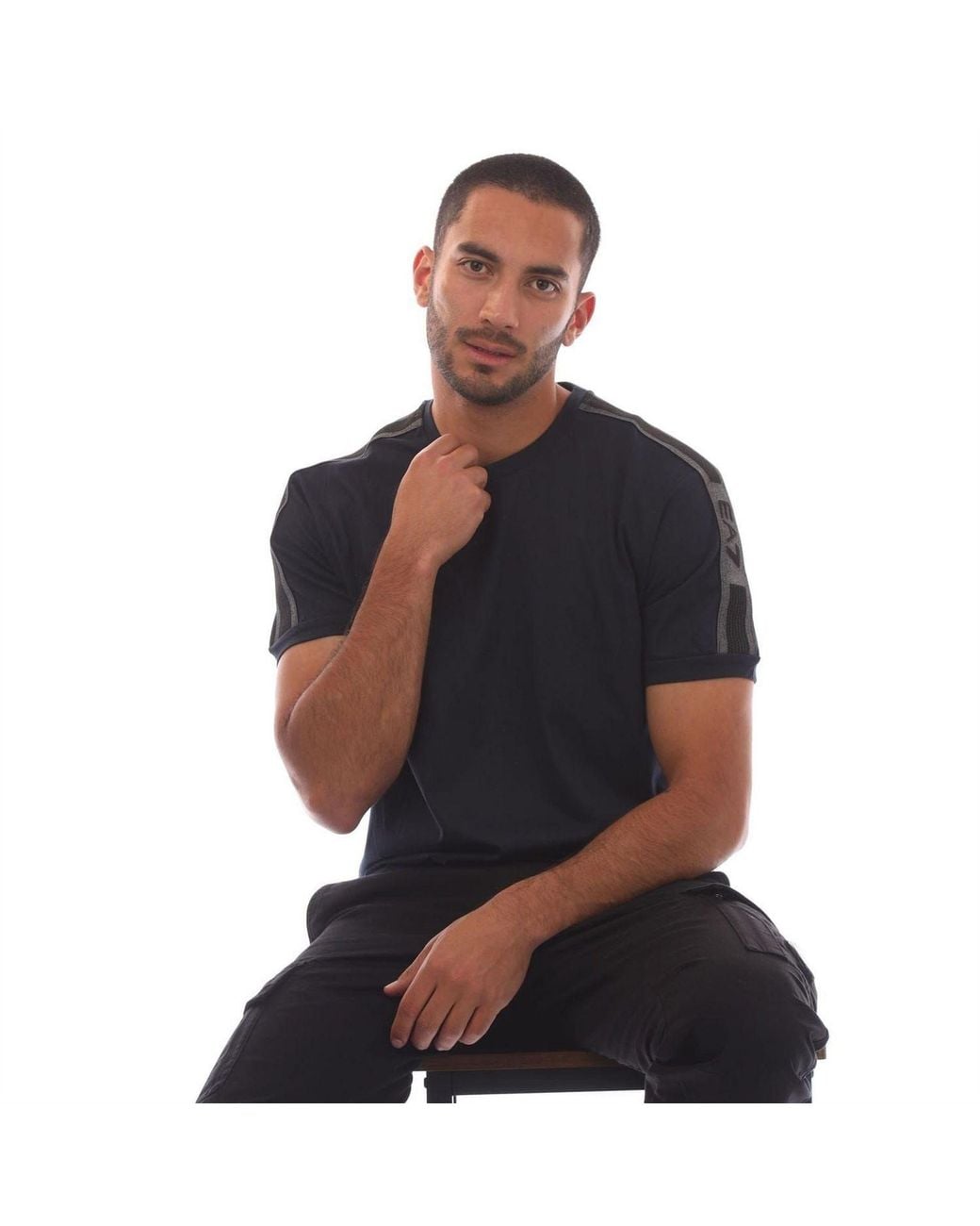 EA7 Black Series Cotton Jersey T Shirt for men
