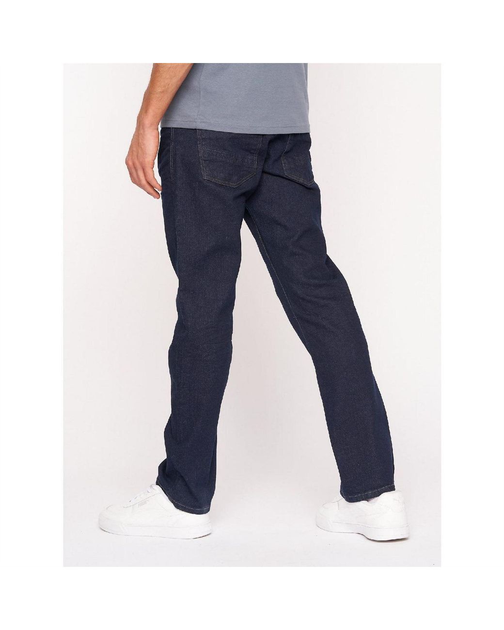 Crosshatch Blue Raw Straight Fit Jeans for men