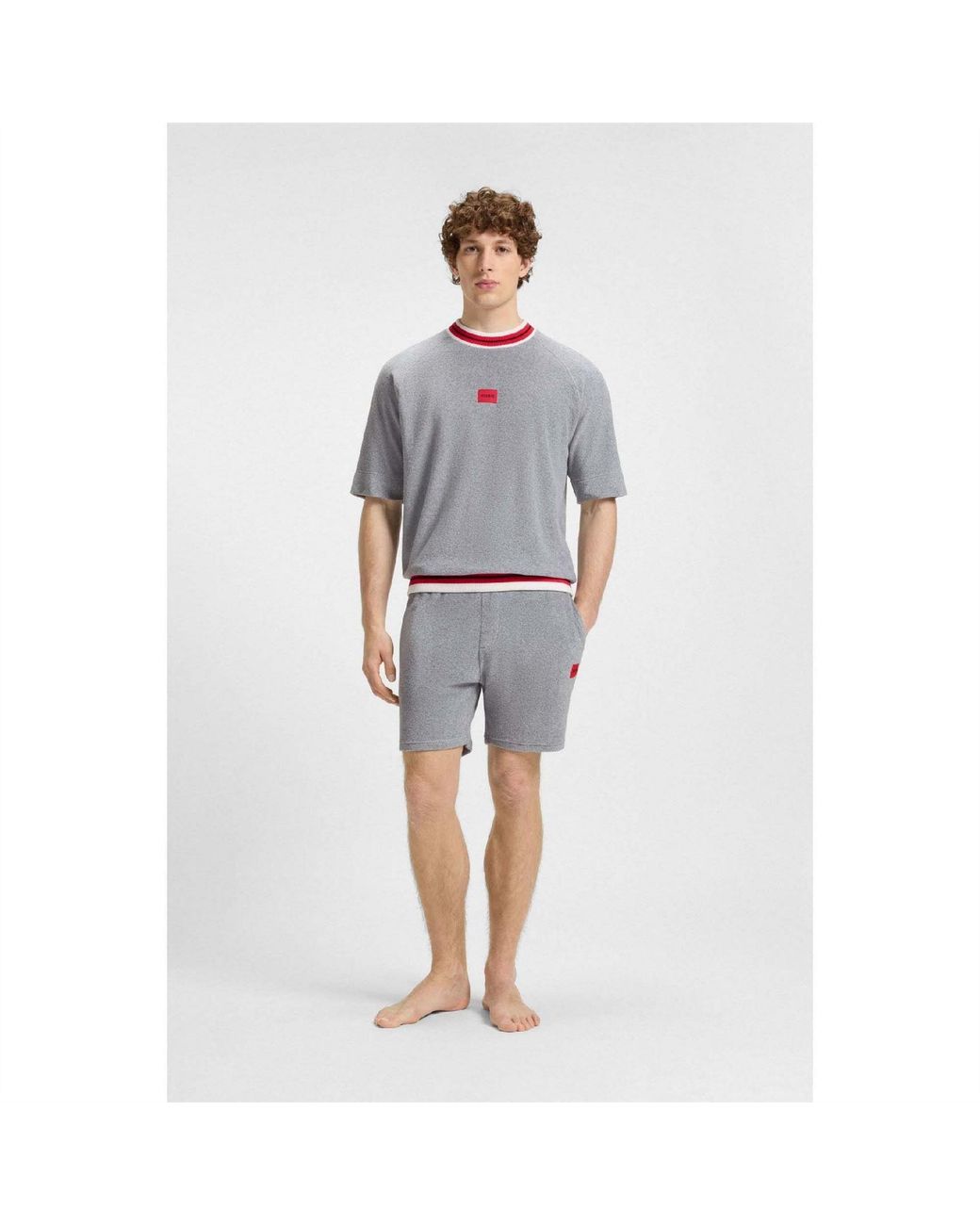 HUGO Gray Jaxon Contrast Trim Shorts for men