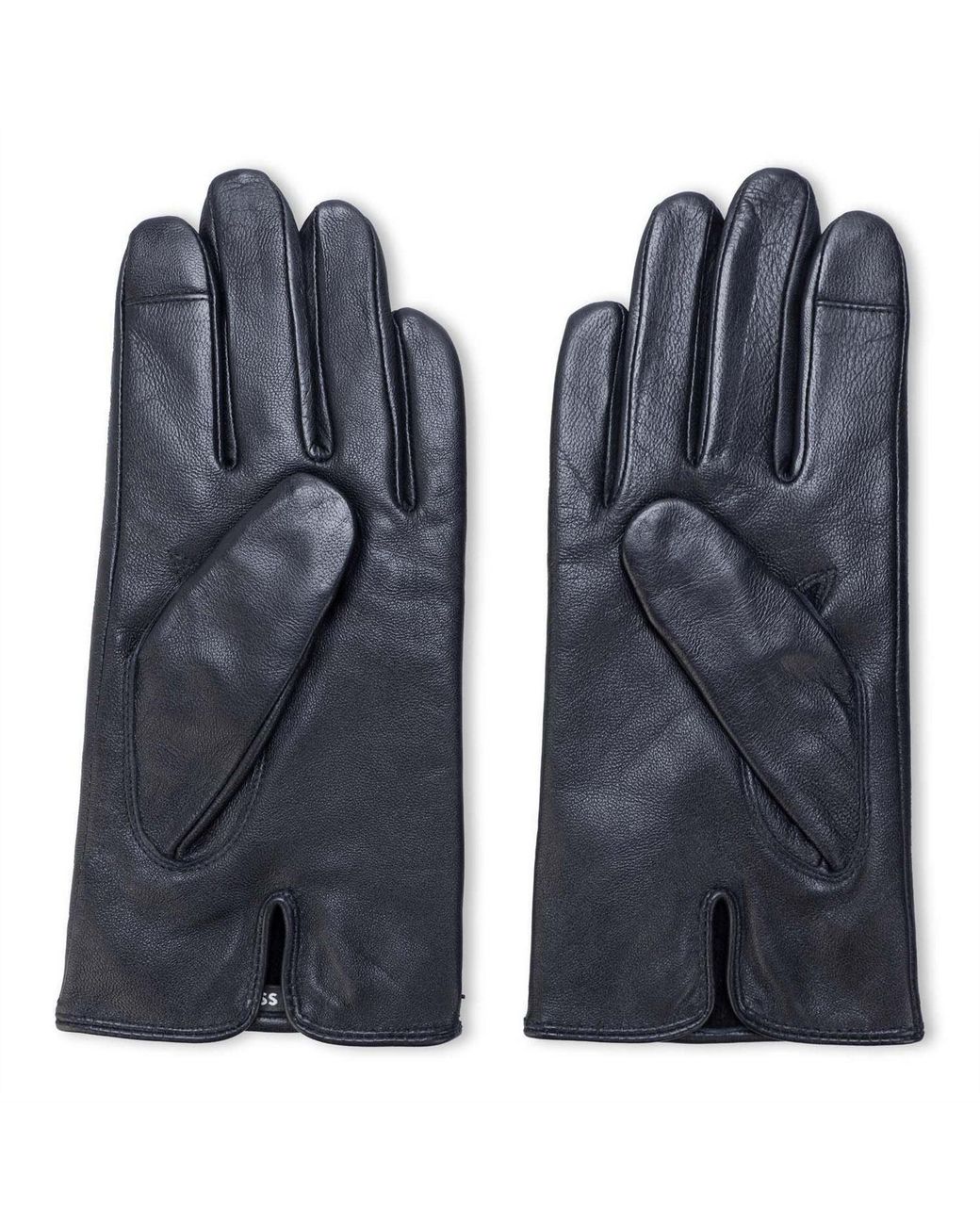 Boss Blue Leather Gloves for men