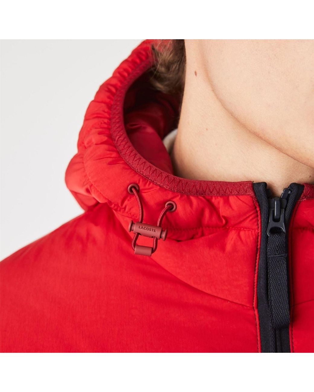 Lacoste Red Lightweight Water-Resistant Puffer Jacket for men