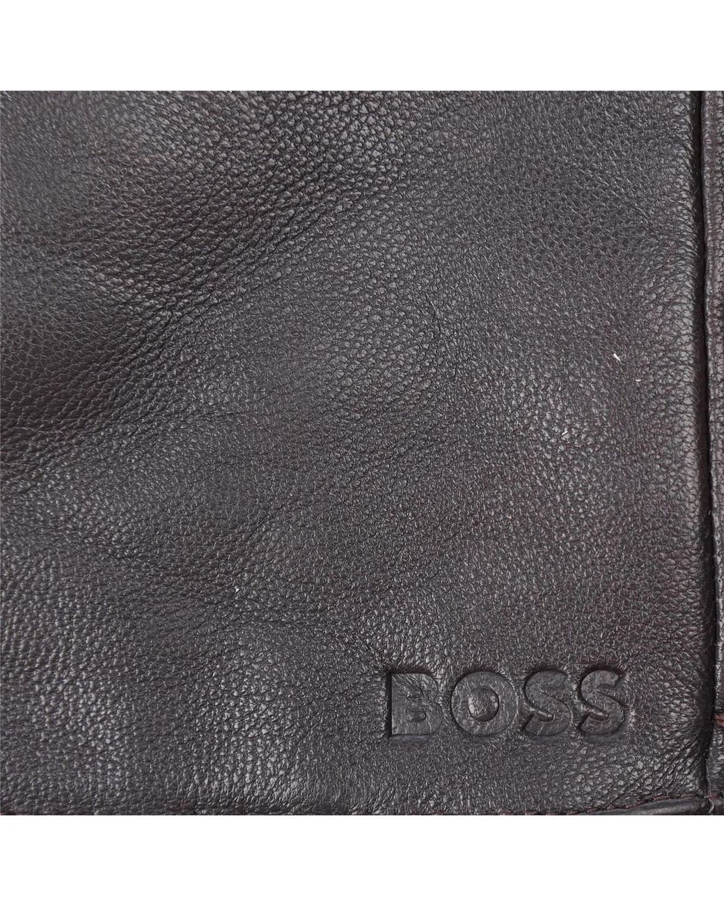 Boss Gray Leather Gloves for men