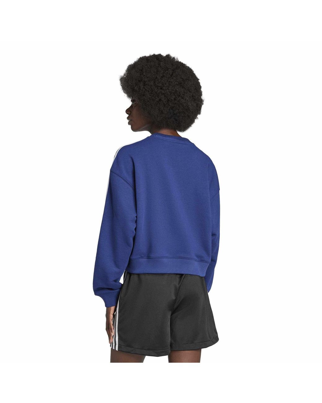 Adidas Originals Blue 3 Stripes Crew Neck Long Sleeve Jersey Sweatshirt 8 (Xs)