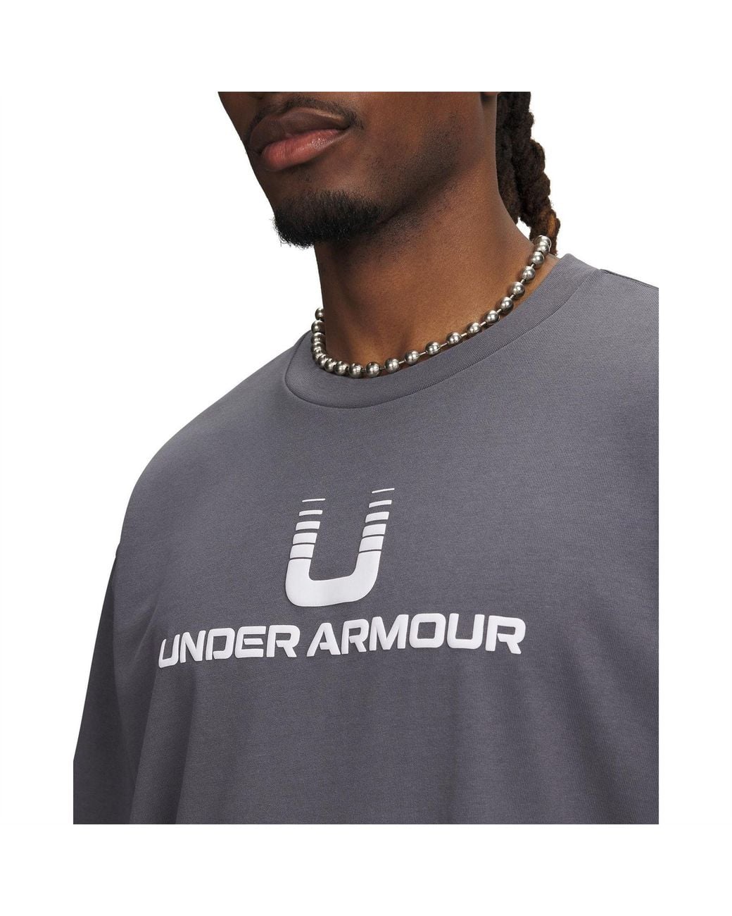 Under Armour Gray Armour Ua Logo Heavyweight T Shirt for men