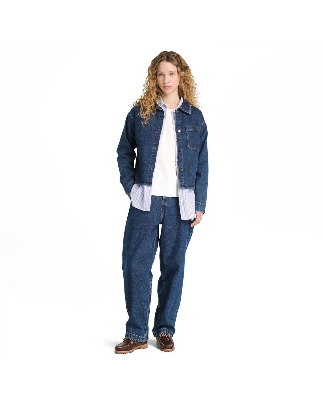 Timberland Blue Long Sleeve Oversized Fit Denim Jacket 8 (Xs)