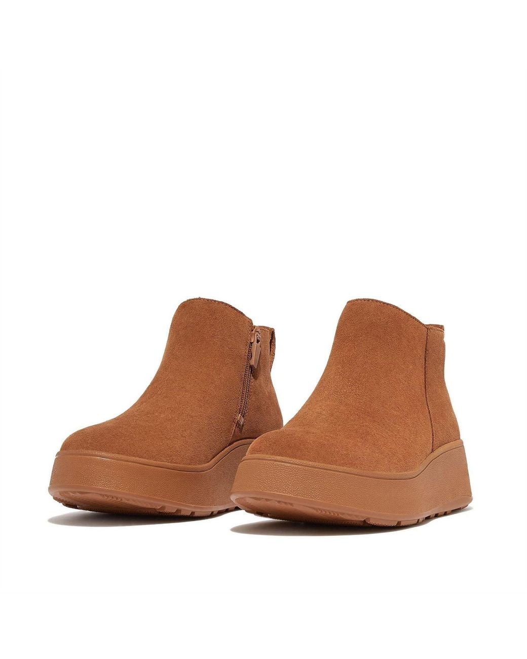 Fitflop Brown F-Mode Suede Flatform Zip Ankle Boots
