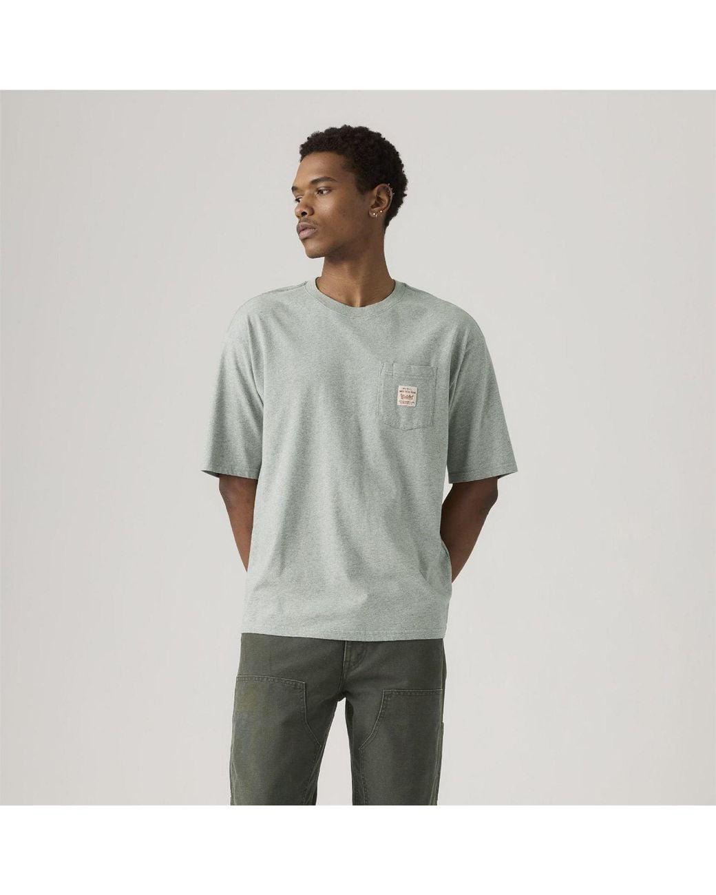 Levi's Gray Text Graphic Crew Neck Short Sleeve T-Shirt for men