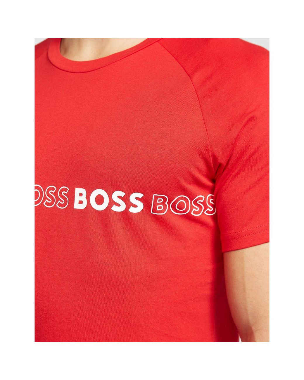HUGO Round Neck Slim Fit T shirt in Red for Men Lyst UK