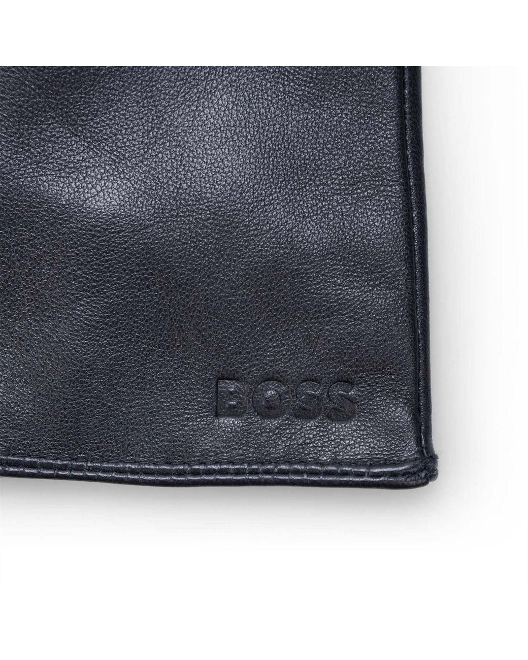 Boss Blue Leather Gloves for men
