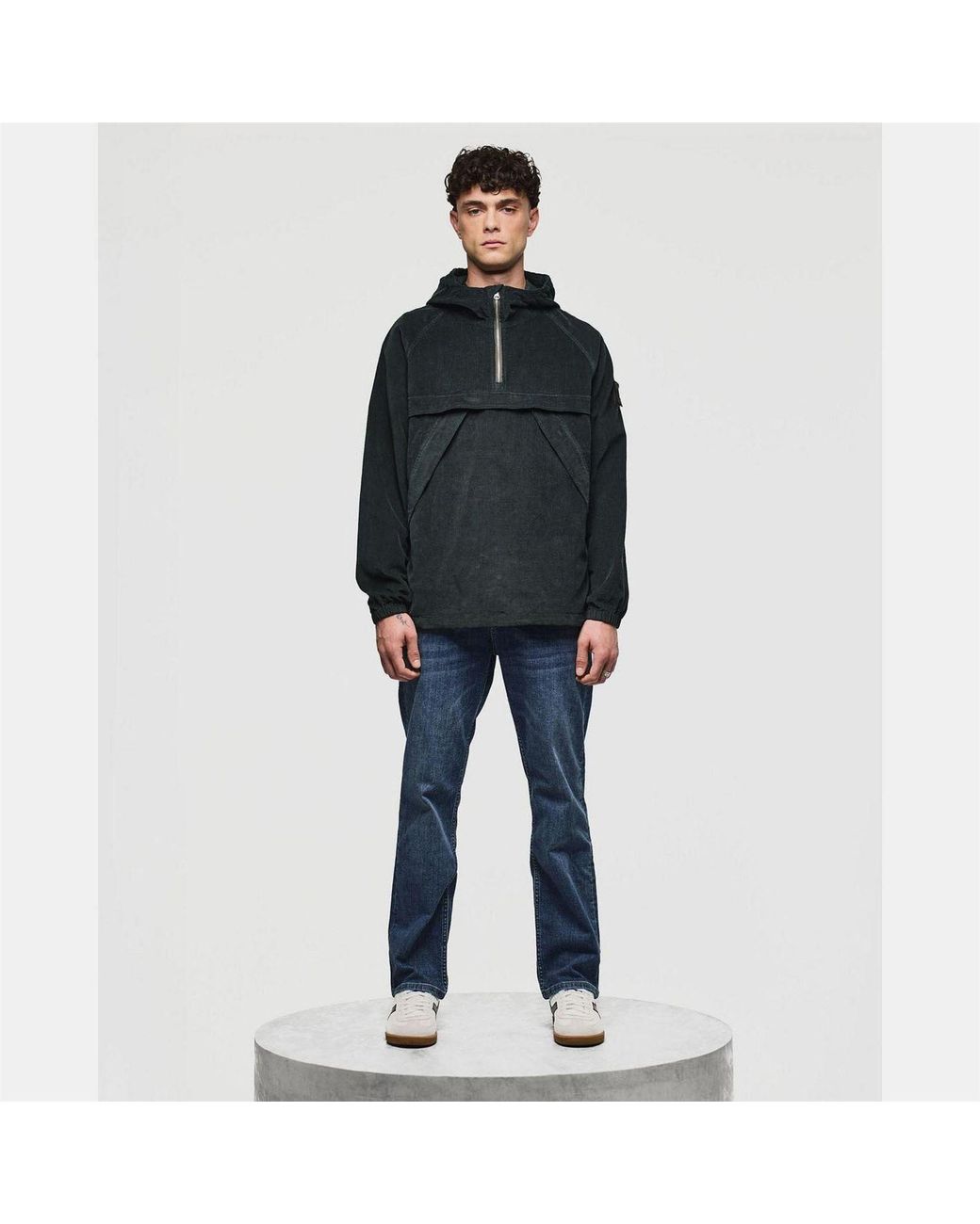 Weekend Offender Black Wynwood Cord Zip Over Jacket for men