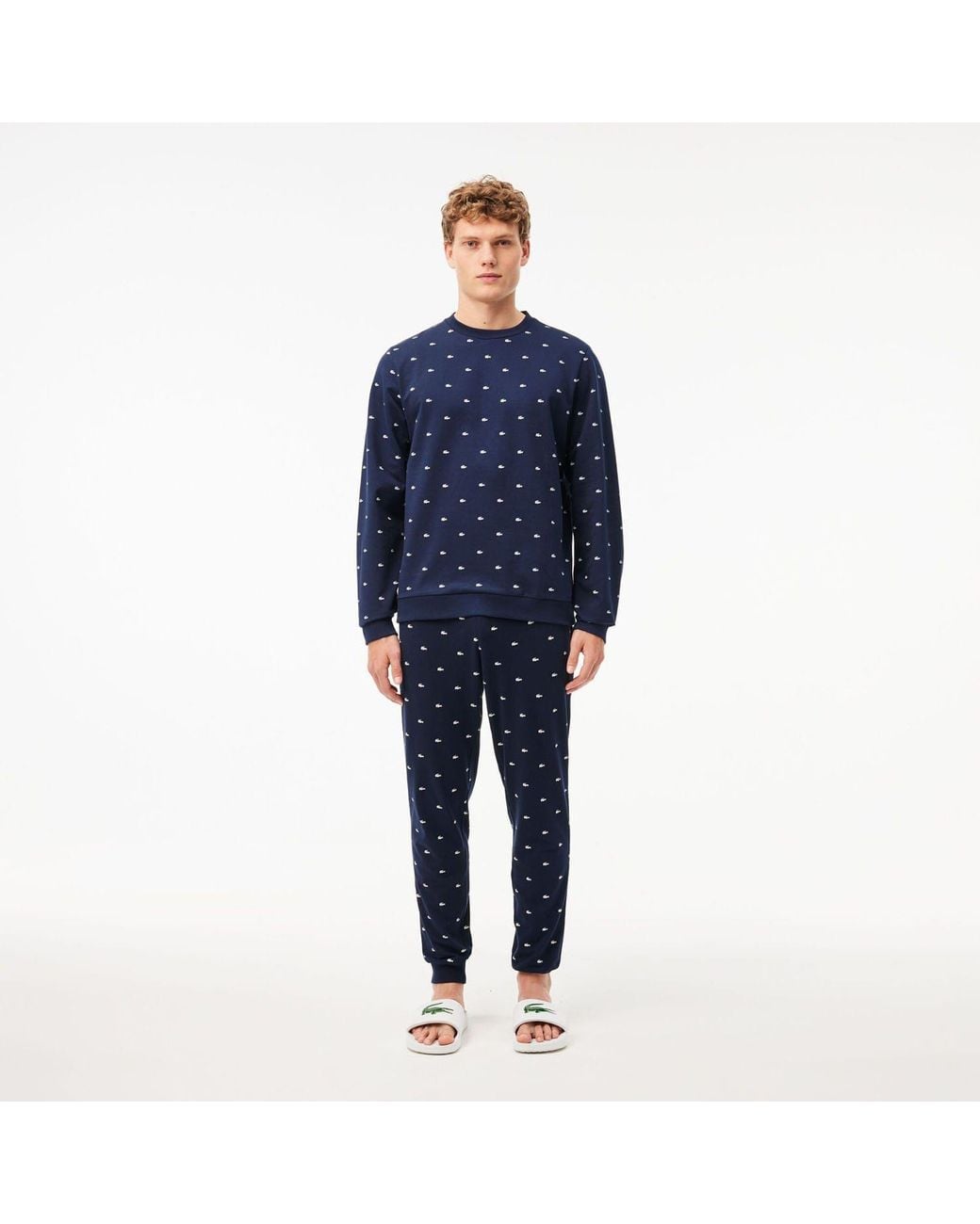 Lacoste Blue Crocodile Loungewear Sweatshirt for men