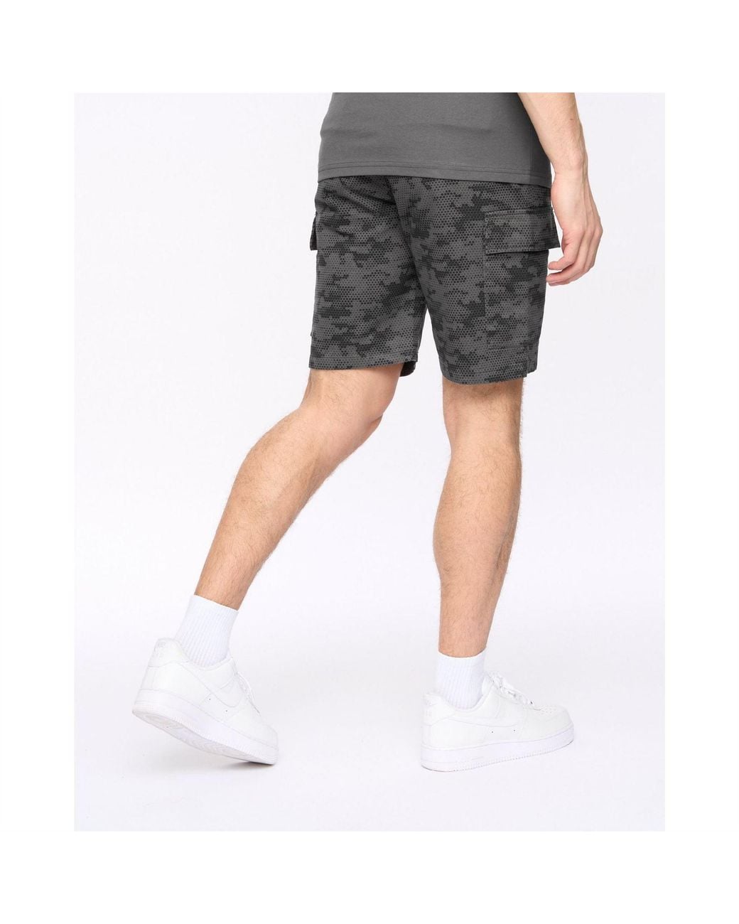 Crosshatch Blue Janscore Camo Patterned Shorts With Elasticated Waistband for men